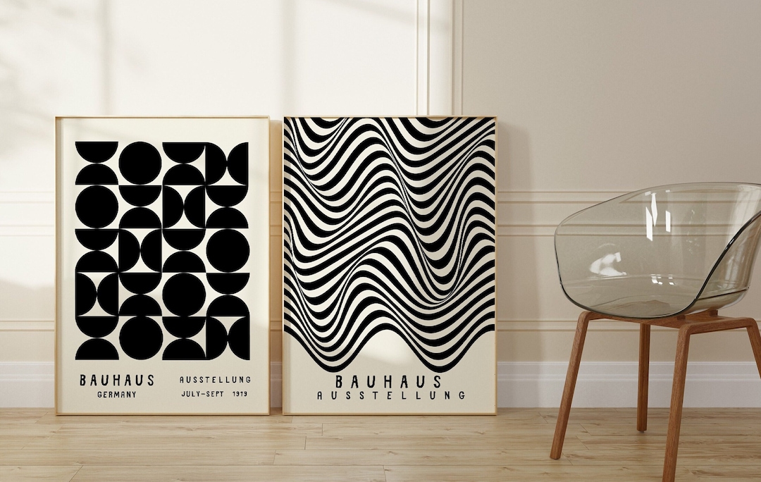 Bauhaus Printable Poster Set of 2 Mid Century Modern Print Set Digital ...