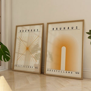 Bauhaus Printable Poster Set of 2 Mid Century Modern Print Set Digital ...