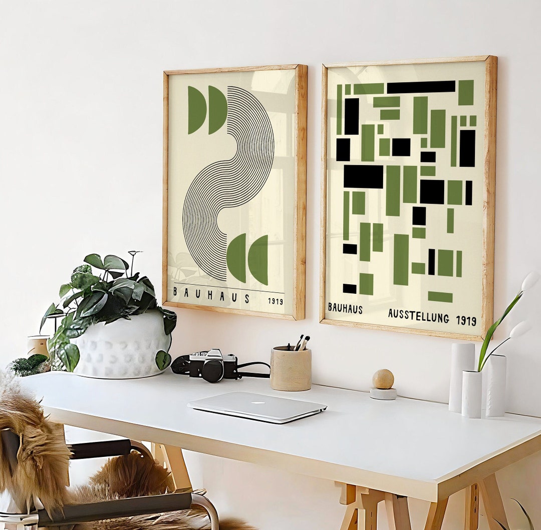 Bauhaus Printable Poster Set of 2 Mid Century Modern Print - Etsy