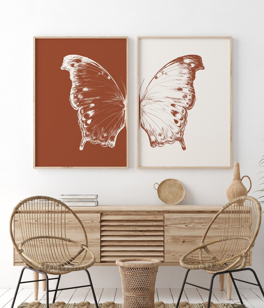 Butterfly Printable Wall Art Set of 2, Sketch Butterfly Poster Print ...