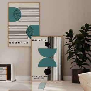 Bauhaus Printable Poster Set of 2 Mid Century Modern Print Set Digital ...