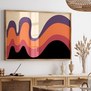 Horizontal Abstract Colorful Line Print Wall Art, Modern Abstract Minimalist Print Digital Download, Wavy Line Poster, Modern Wall Decor