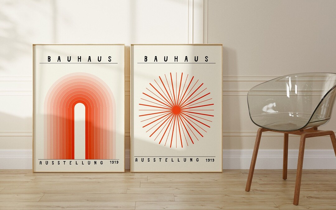 Bauhaus Printable Poster Set of 2 Mid Century Modern Print - Etsy