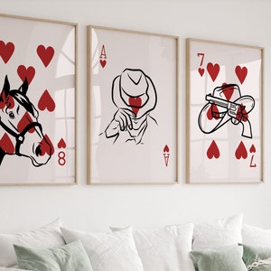 Cowboy Playing Cards Western Digital Download - Set di 3 stampe occidentali - Decorazione da parete occidentale - Stampa cappello da cowboy - Poster Lucky You