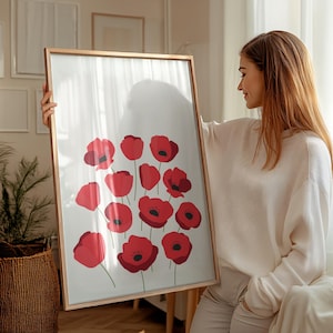 Red Poppy Printable Wall Art, Wildflowers Illustration, Summer Floral Art Print, Eclectic Flower Shop Wall Decor poppies watercolor prints
