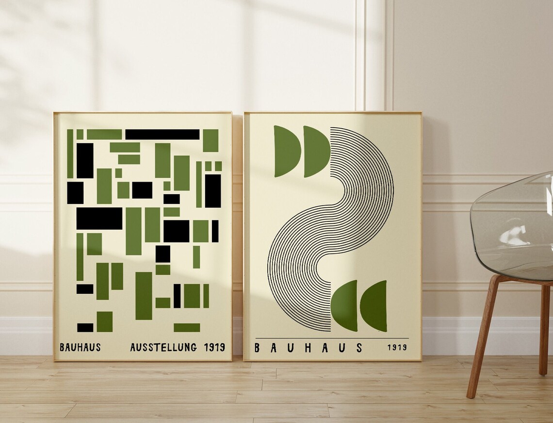 Bauhaus Printable Poster Set of 2 Mid Century Modern Print - Etsy