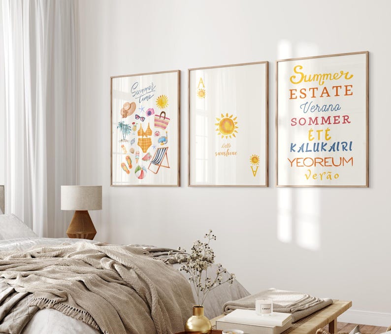 Summer Gallery Wall Art Setof 18: Beach House Coastal Prints (digital ...