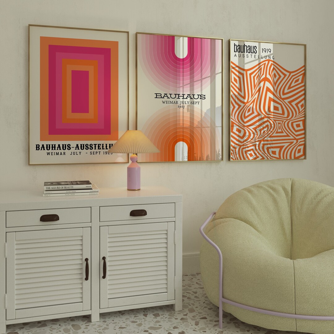 Bauhaus Printable Poster Set - Pink Century Modern Print Set of 3 ...