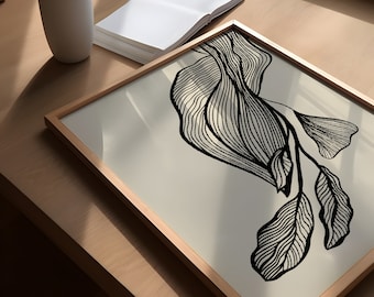 Minimalist Line Art Print: Beige Abstract Drawing (Digital Download)
