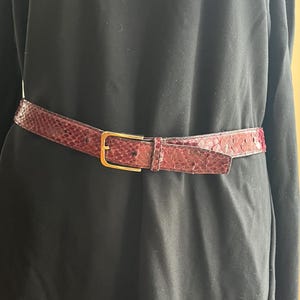 Vintage L\'Aiglon Leather Dress Belt in Burgundy brass buckle Burgundy Leather Dress Belt | Made in Italy | Besnard main image 2