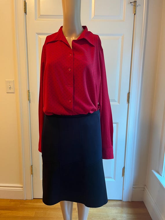 Red polka dot button down blouse size Medium - image 1