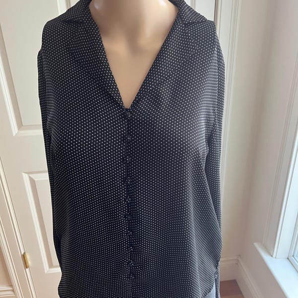 Vintage polka dot women blouse size XS