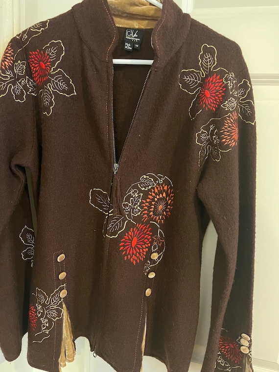 Beautiful brown embroidered sweater