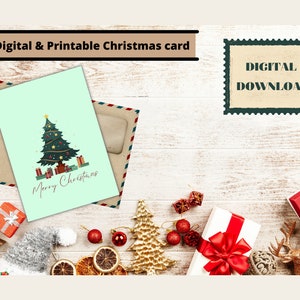 Cartolina di Buon Natale stampabile, cartolina digitale, cartolina PDF E PNG stampabile di Buon Natale