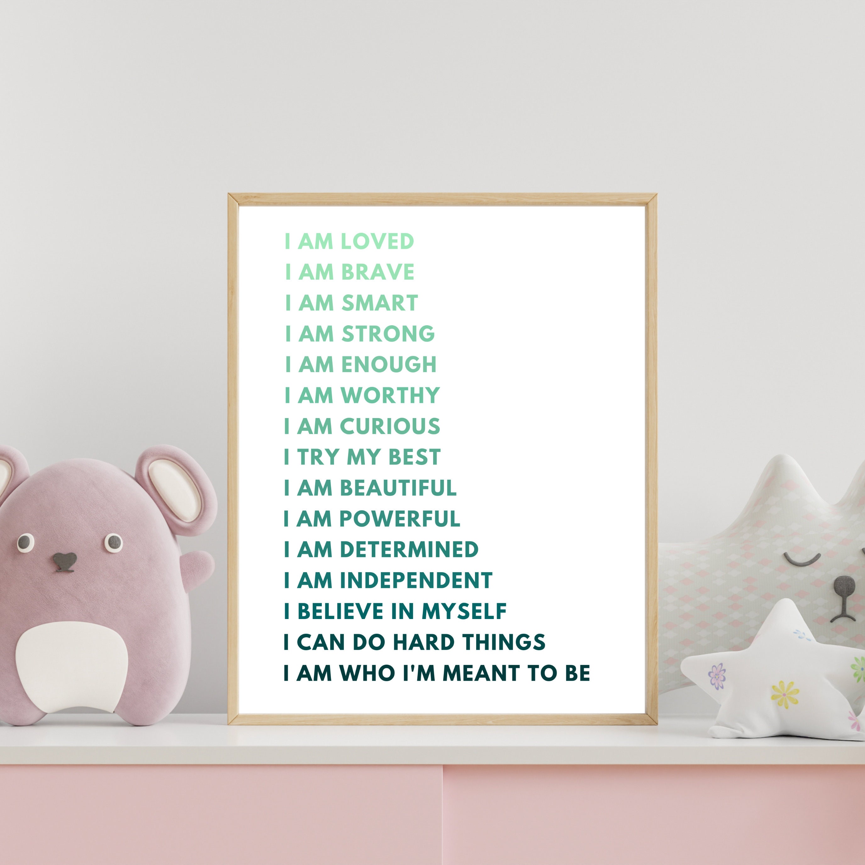 Daily Affirmations Print Digital Download Wall Art - Turquoise ...
