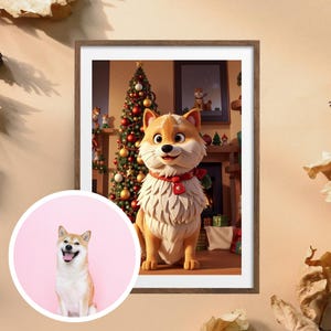 Cartoon Portrait, Christmas Pet Portrait, Custom Pet Portrait, Funny Cartoon Dog Portrait, Personalized Pet Portrait , Dog Memorial Gift