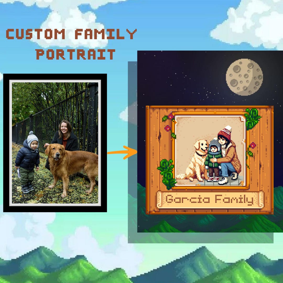 Custom Stardew Valley Pixel Art Portrait: Couple & Family Gift (digital ...