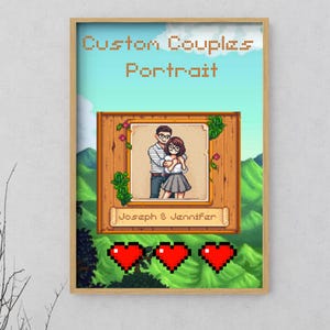 Stardew Valley Couple Portrait, Custom Stardew Valley Pixel Art Portrait, Custom Pixel Art for Couples and Families, Valentines Day Gift