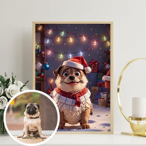 3D Pixar Custom Pet Portrait, Christmas Pet Portrait, Funny Cartoon Dog Portrait, Personalized Pet Portrait , Dog Memorial Gift