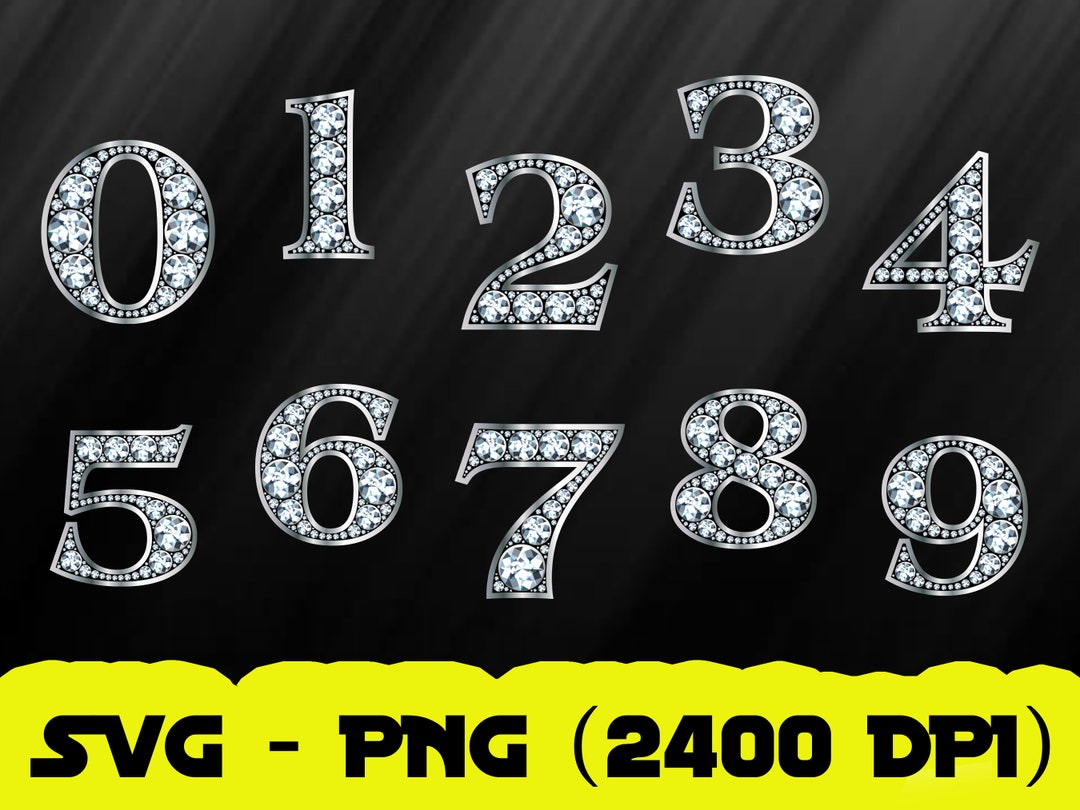 Diamond Numbers Clipart Svg, Sparkle Clipart, Diamond Clipart, Digital ...