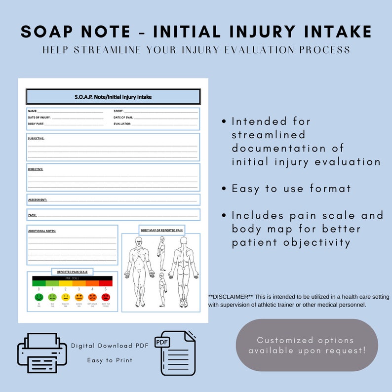 Athletic Training Template SOAP Note and Progress Note Etsy