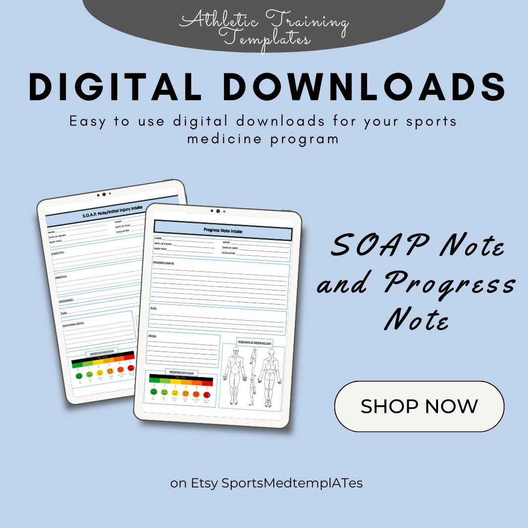 Athletic Training Template SOAP Note and Progress Note Etsy