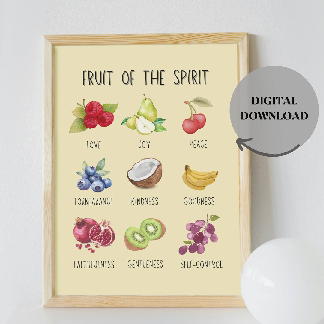 Christian Bible Verse Printable Poster Fruit of the Spirit Wall Art ...