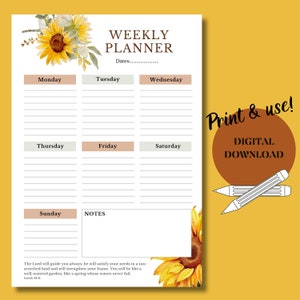 Christlicher Wochenplaner zum Herunterladen Christlicher Blatt Christlicher undatierter Planer zum Herunterladen Christian Planer druckbarer christlicher Kalender