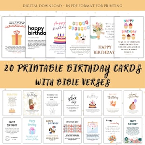 Set mit 20 christlichen Klappkarten mit Bibel-Geburtstagswünschen zum Herunterladen Christliches Geschenk zum Ausdrucken Christlicher Geburtstag zum Ausdrucken