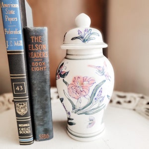 Vintage Floral Butterfly Hand Painted Vase with Lid | Vintage Home Decor Antiques Vintage Vases Butterfly Vases Hand Painted Vases Gifts