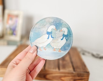 Vintage Winter Geese Decorative Tin | Vintage Home Decor Goose Decor 1990s Home Decor Goose Tins