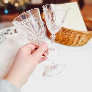 Vintage Cristal De Flandre Salzburg Wine Glasses - Set of 2 | Vintage Kitchenware Vintage Barware Crystal Wine Glasses Gifts for Weddings