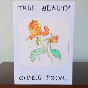 Eres increíble, verdadera belleza, tarjeta motivacional, con sobre, 5x7 pulgadas, firmada por el artista.