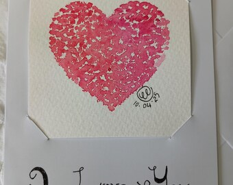 Tarjeta "Cásate conmigo, te amo", 5 x 7 pulgadas, acuarela original