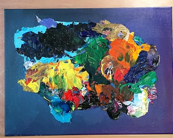 Pintura acrílica original abstracta sobre lienzo, 12 x 16 pulgadas