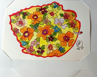 Tarjeta de felicitación para cualquier ocasión, plato de cerámica, con sobre, 7x5 pulgadas, acuarela original