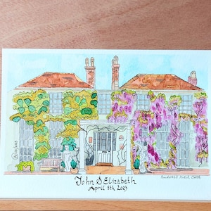 Made to order, Personalised Wedding Venue Portrait/illustration, 25x17 cm, original watercolour paintings, bespoke, Unmounted and unframed