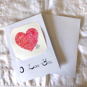Ti amo biglietto d'auguri, interno vuoto. Acquerello originale, 5x7 pollici, firmato dall'artista, con busta