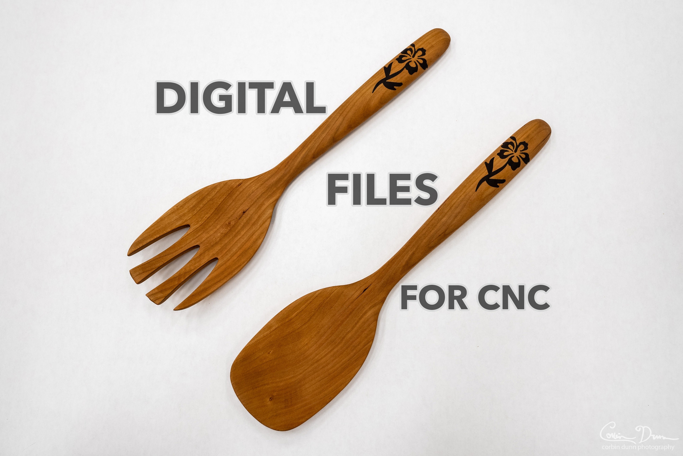 Salad Set Fork and Spoon CNC Plans Vectric Vcarve File, PDF Directions