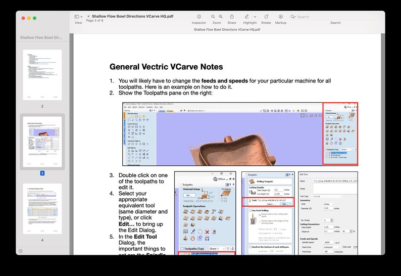 Shallow Flow Bowl CNC Files and Directions / Plans Step by Step Vectric VCarve Version image 8