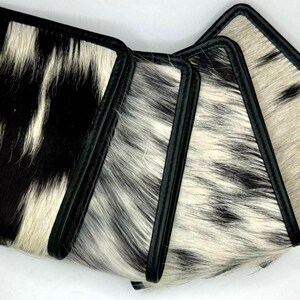 Cartera plegable para hombre de piel de vaca auténtica con pelo