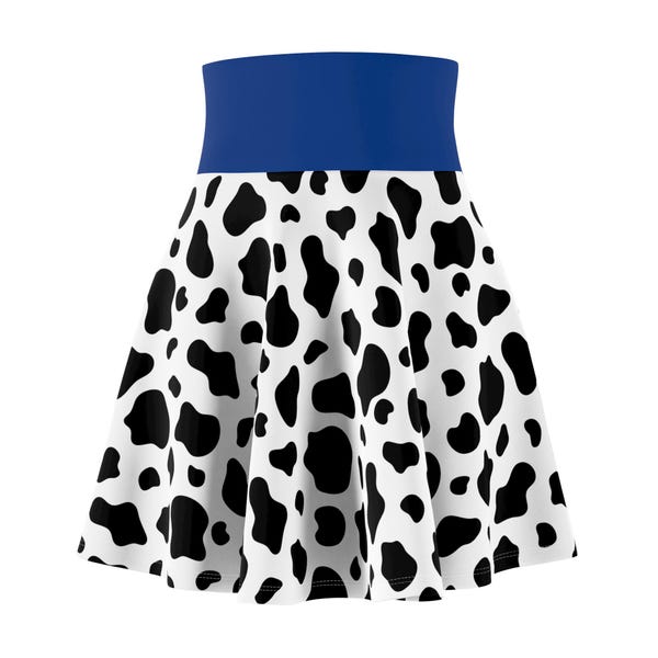 Teal And White Cow Print Women's Skirt