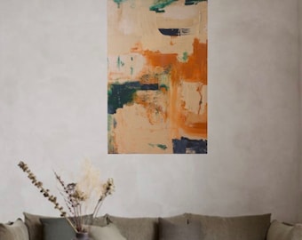 Pintura acrílica, arte abstracto, decoración de pared interior moderno, decoración de sala de estar, acrílico hecho a mano, pintura abstracta grande, pintura de textura