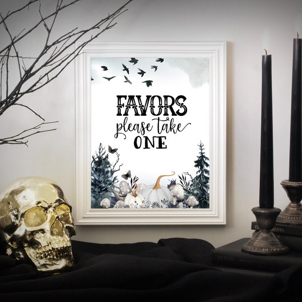 Halloween Favors Sign, Printable Spooky Shower Decor, Favors Please Take One Instant Download, Halloween Themed Decor Ideas, 036-M