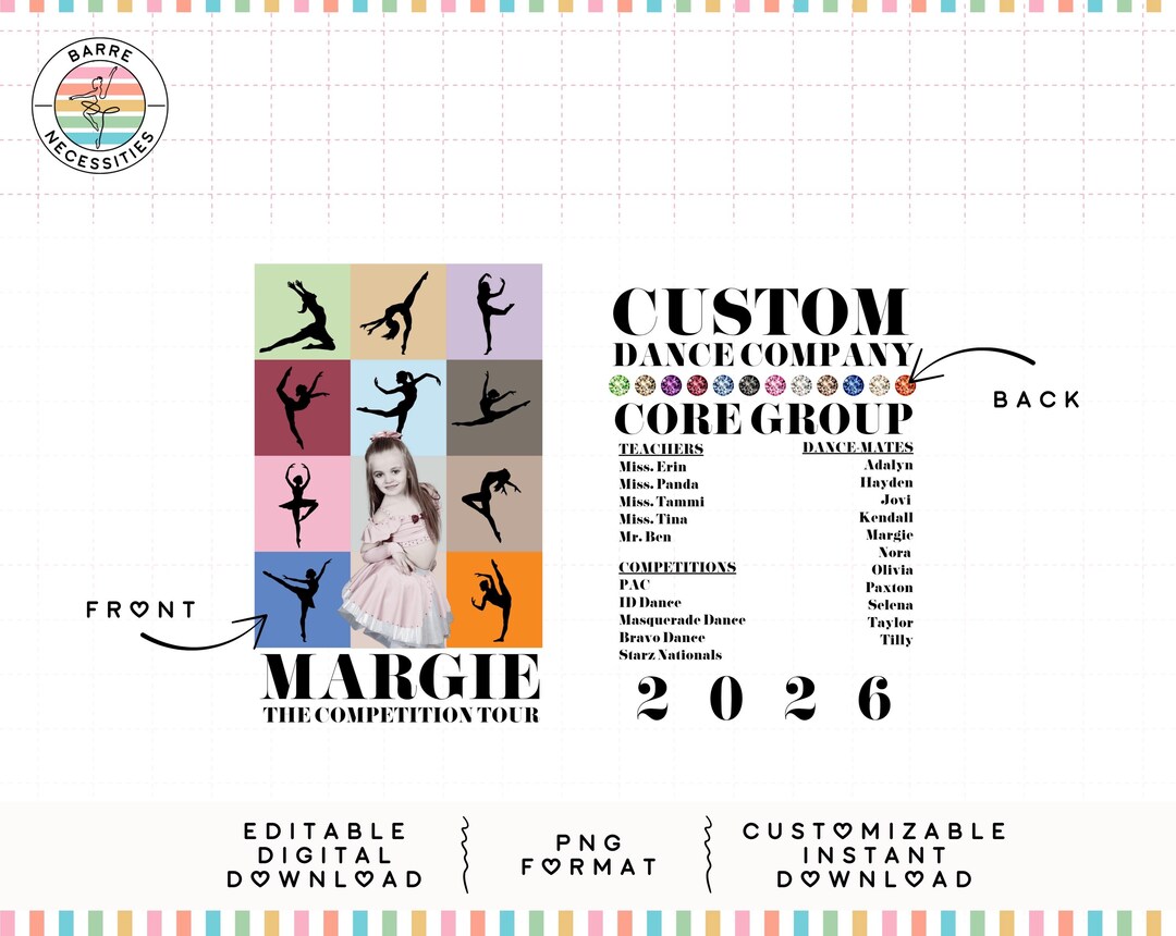 Eras Dance Competition Tour Canva Template – Editable Shirt Design With ...