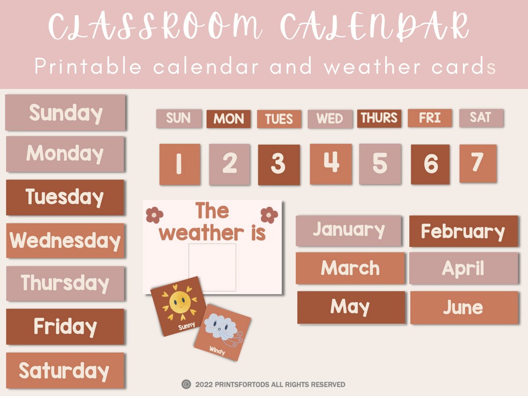 classroom-calendar-display-and-weather-chart-boho-classroom-decor