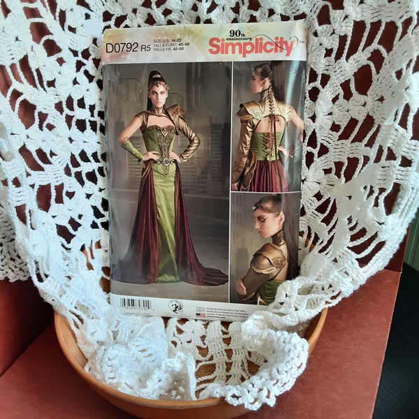 Fantasy Cosplay Simplicity D0792 sewing PATTERN 14 to 22 UNCUT Firefly Path corset, skirt, foam gauntlet neck corset shoulder & hip armor