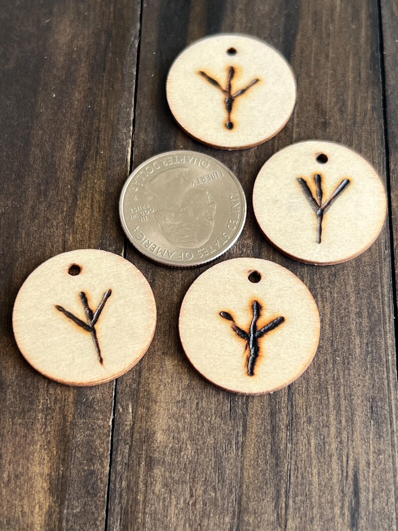 Algiz Rune Charm | Protection Rune | Wood Burned Norse Pendant ...