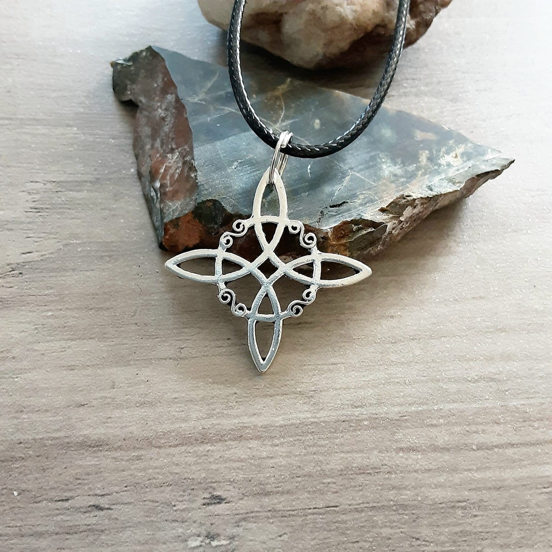 Witches Knot Protection Amulet Pendant Necklace Silver Pagan - Etsy