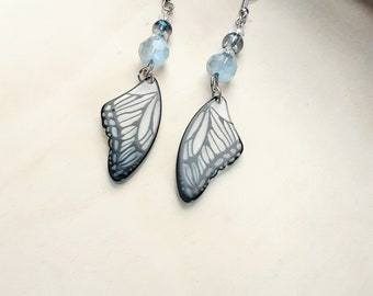 Blue butterfly wing earrings Fairy core gift for her